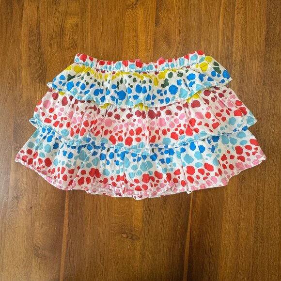 MINI BODEN Tiered Toddler Skirt Girls 2-3 2T 3T 98cm Colorful Rainbow Leopard Ru - Picture 2 of 5